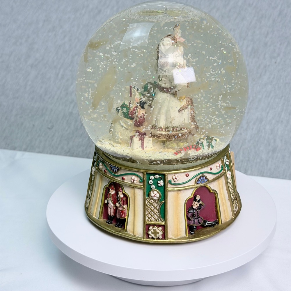 Vintage Style Musical Santa Claus Snow Globe Nutcracker Base Holiday Decor
